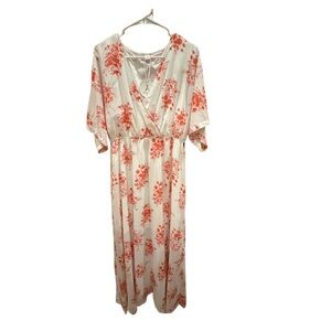 Aneabess Floral Maxi Dress - White and orange floral